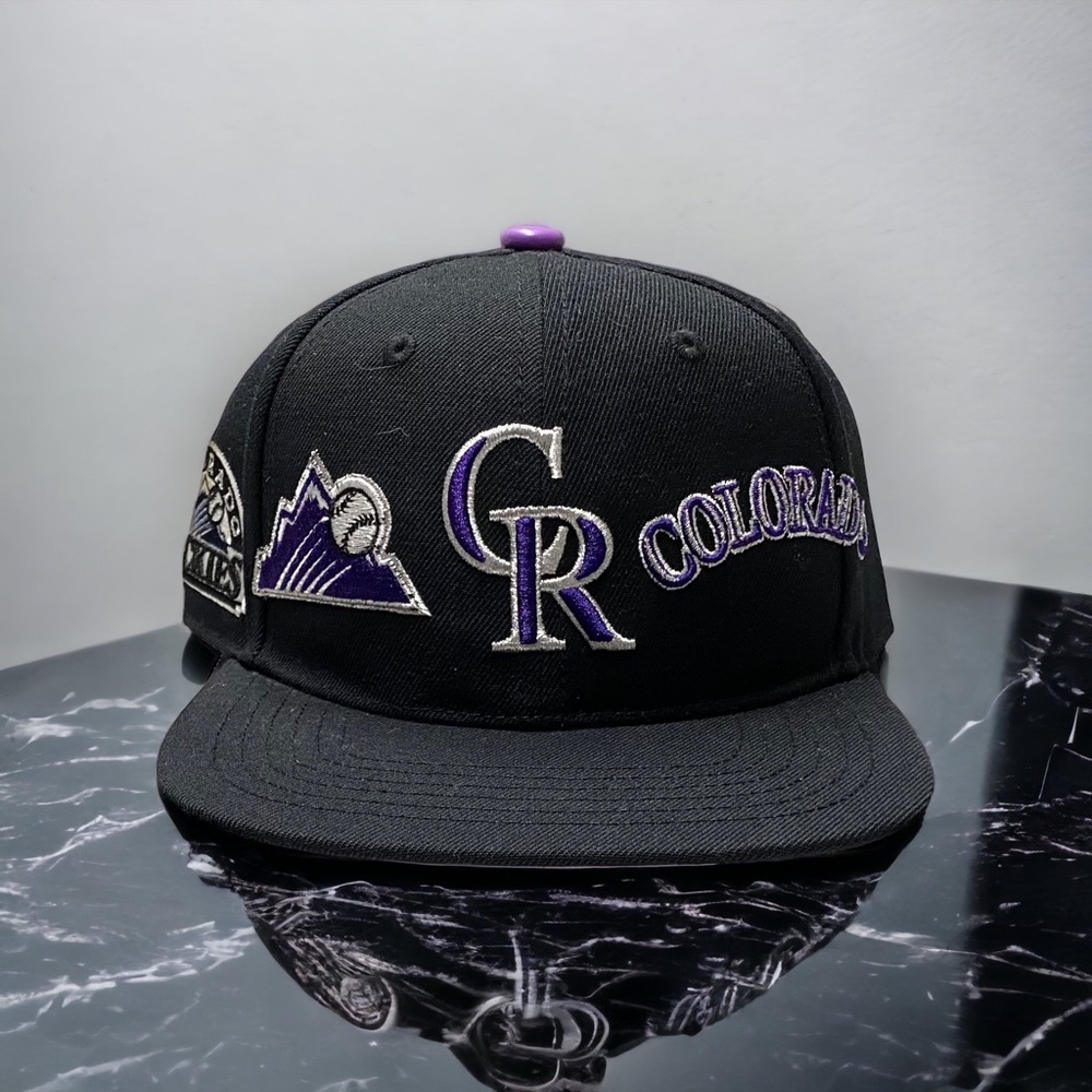 NEW COLORADO ROCKIES CITY DOUBLE FRONT LOGO SNAPBACK HAT  Black Pink UV  FLAW